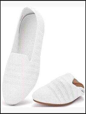 Knit Ballet Flats Round Toe Slip On Walking Shoes Lightweight Casual Wedge